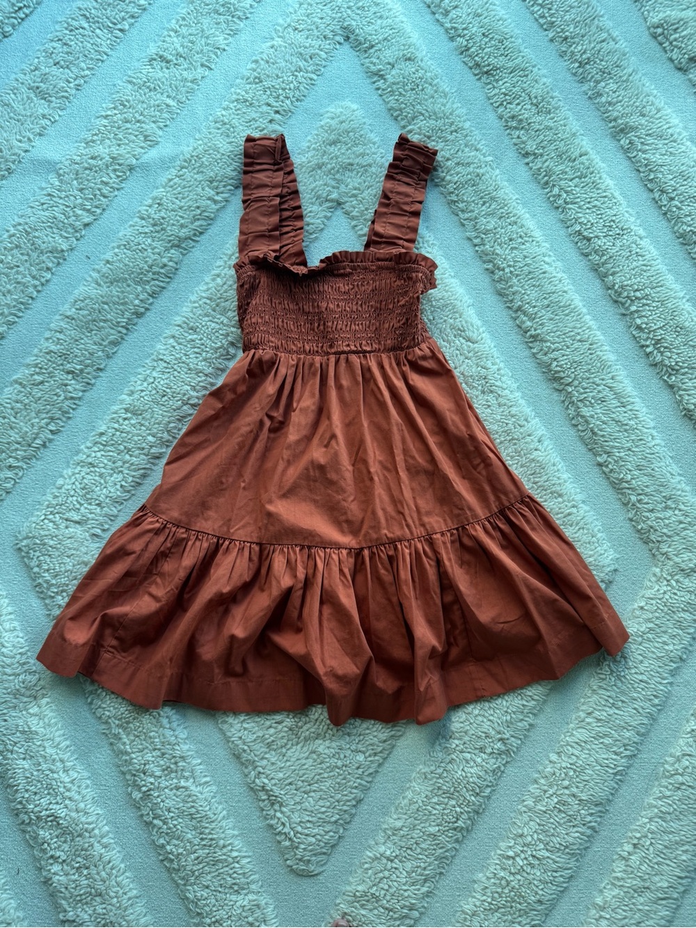 Rust Brown Tiered Sundress with Ruffle Straps